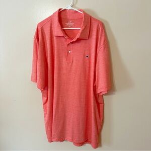 Vineyard Vines men’s short sleeve polo top collar striped salmon size 2X Tall